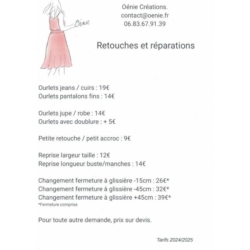retouches, réparations